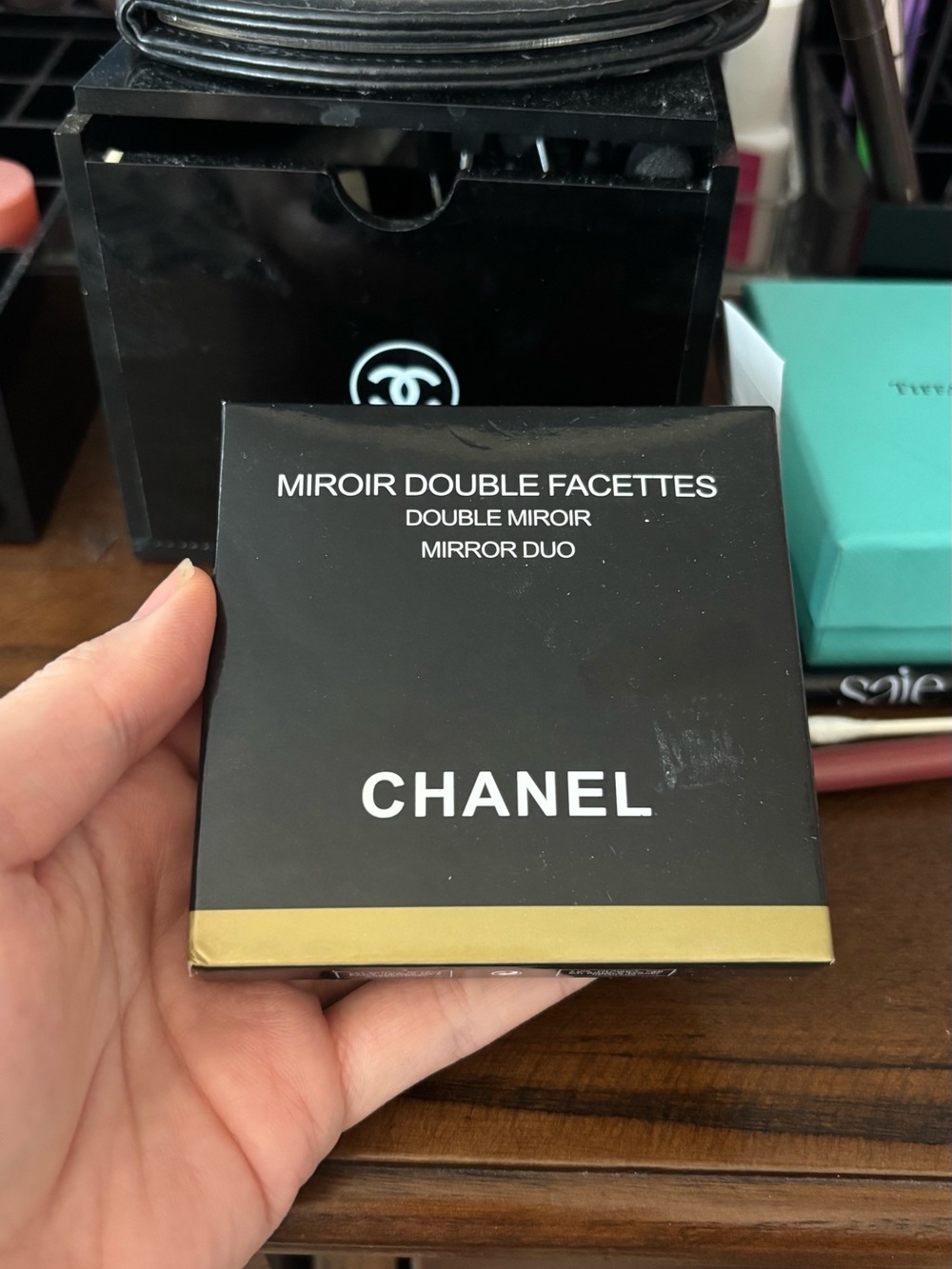 CHANEL Black & Gold Miroir Double Facettes Compact Mirror